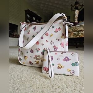 Coach White and Purple Shoulder Bag with Whimsical Design
